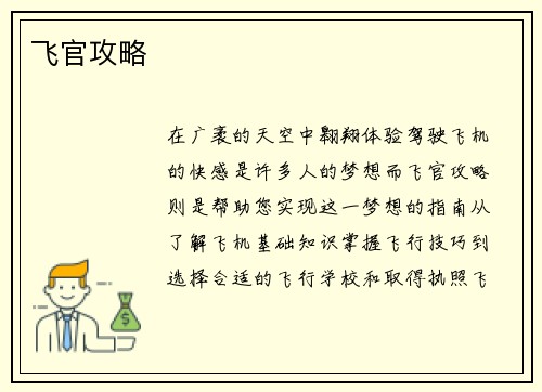 飞官攻略